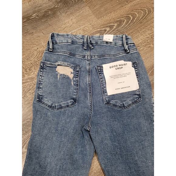 Good American Women's Good Waist Crop Jeans size 2 Distressed #P2 - Picture 4 of 5
